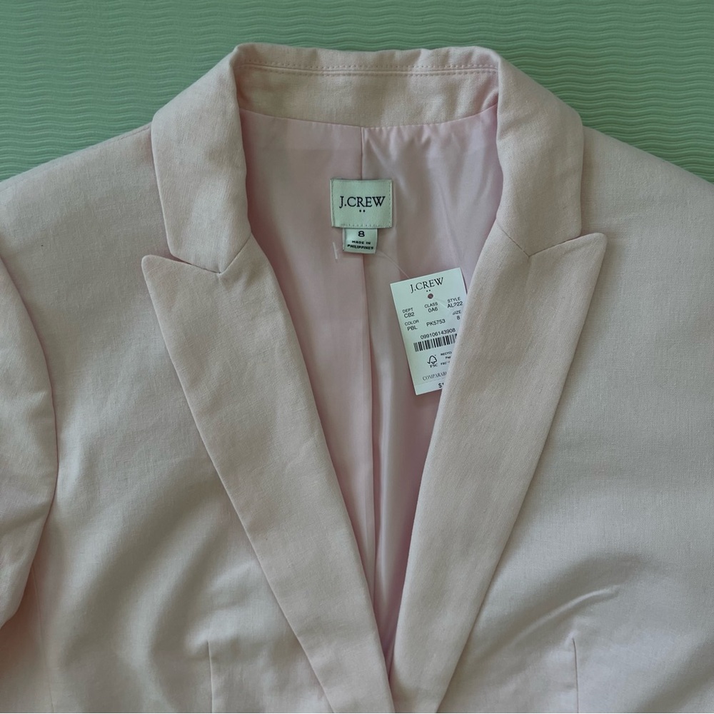 J. Crew Blush Pink Linen Blend Blazer NWT - Picture 2 of 9
